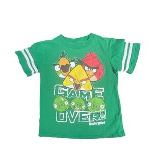 VTG Y2K Angry Birds Green Pig T Shirt Sz Youth M Video Game Over 2000s FLAW